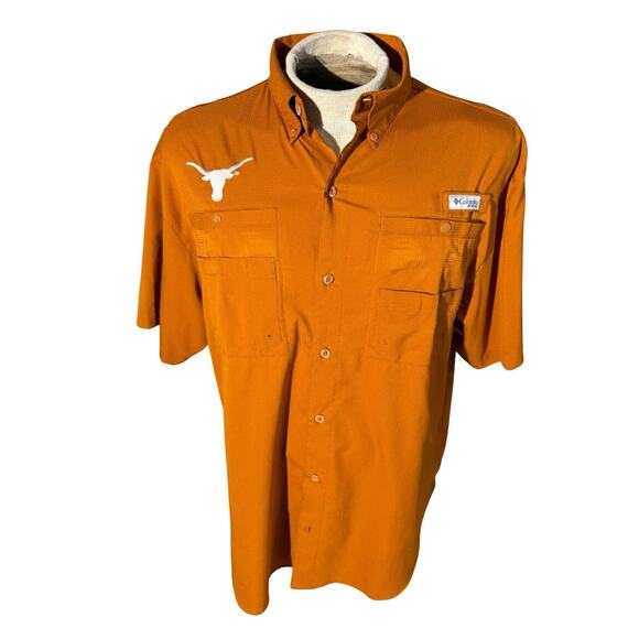 Columbia PFG Men’s Texas Longhorns Fishing Shirt Burnt Orange Size L - Picture 1 of 11
